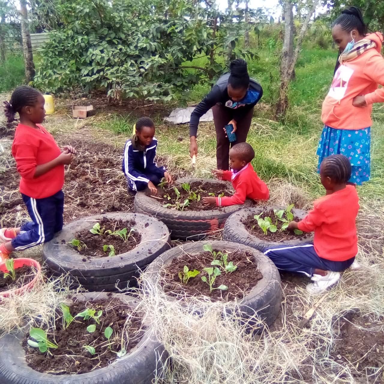 Children tending a kitchen garden